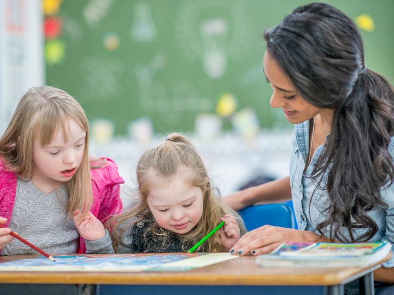 Child working with the special education teacher