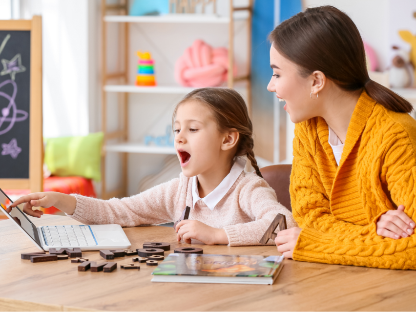 Child learning in the learning center 