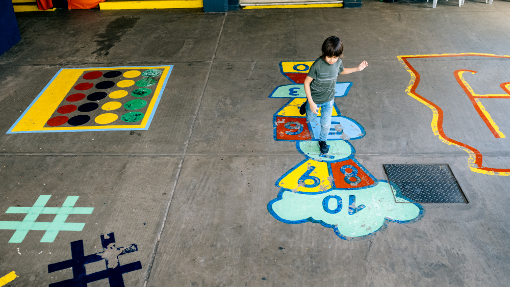 Child taking break to regulate during the day. 