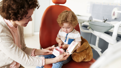 Child being comfortable at dentist due to reading a social story prior to going to dentist. 