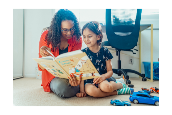 Parent using educational games with child 