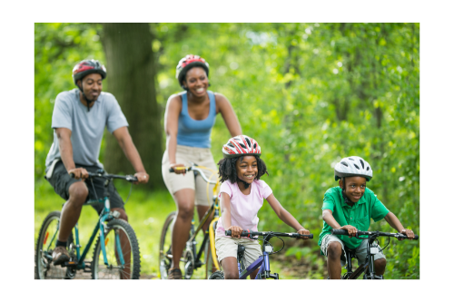 Family going on a bike ride for exercise 