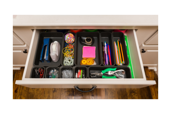 Organized drawer space. 